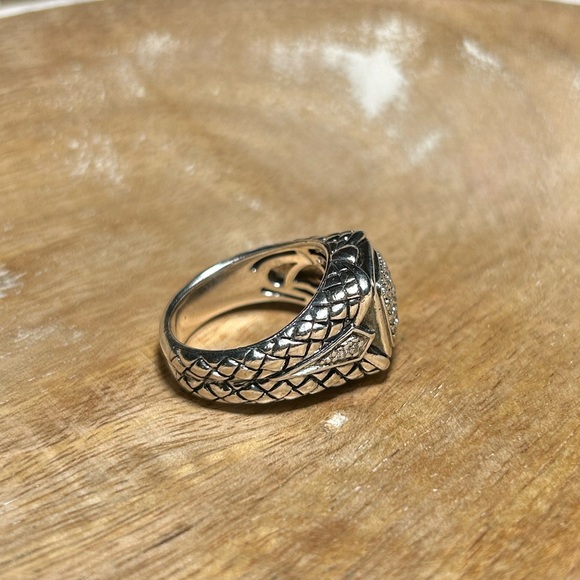 Scott Kay 925 Sterling Silver Pave Diamond Basket Weave Square Ring - Picture 6 of 16